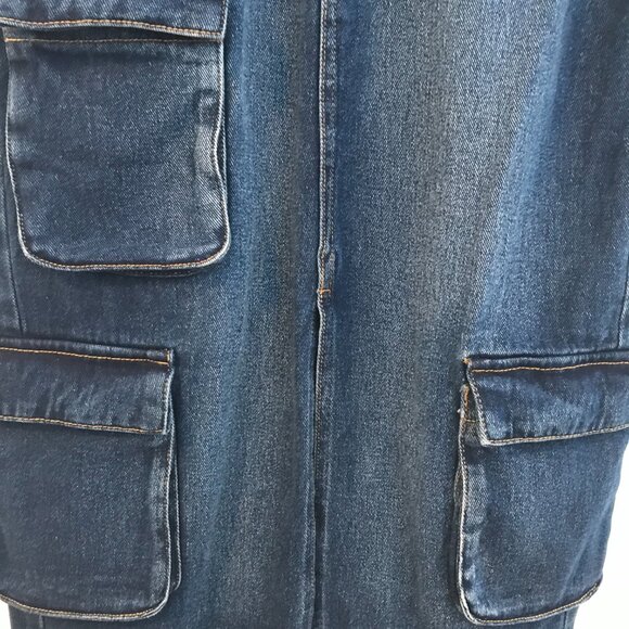 NWT Aeropostale cargo maxi denim skirt women's XS slit pockets dark retro 90's - Picture 3 of 11